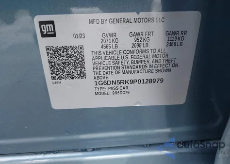 2023 Cadillac Ct5 Premium Luxury z USA, uszkodzony, nr VIN 1G6DN5RK9P0128979